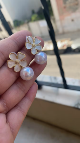 Pearl Blossom Drop Earrings - 2pc/Set