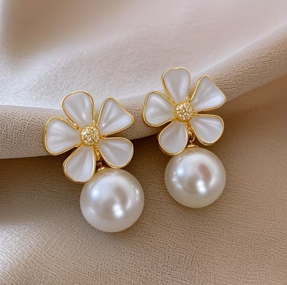 Pearl Blossom Drop Earrings - 2pc/Set