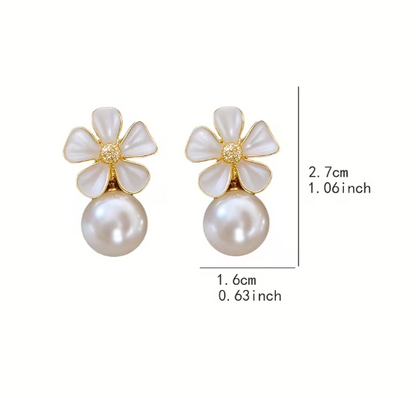 Pearl Blossom Drop Earrings - 2pc/Set
