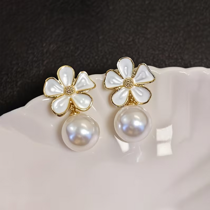 Pearl Blossom Drop Earrings - 2pc/Set
